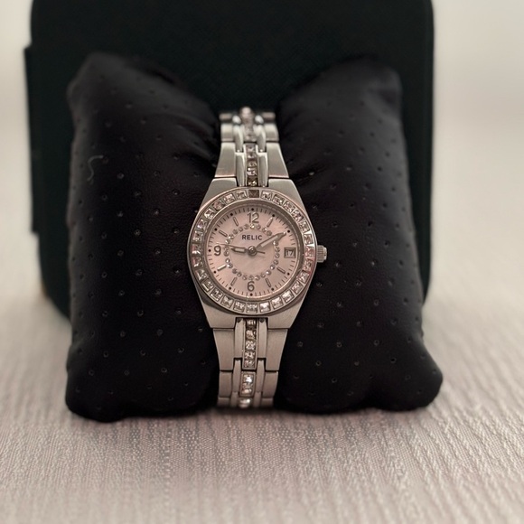 Relic Silver Watch with Elegant Design and Crystal Accents - Picture 1 of 8
